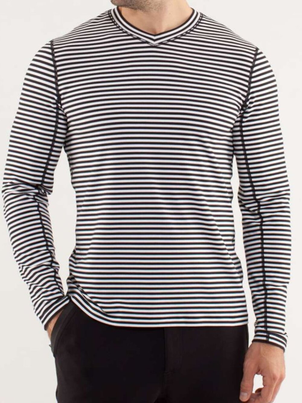Lululemon Speed Long Sleeve Classic Stripe Black White size XL NWOT - Picture 2 of 9